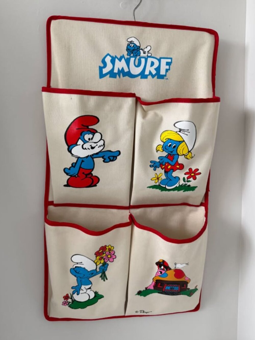 Vintage 1980s Smurf Hanging Pocket Organizer